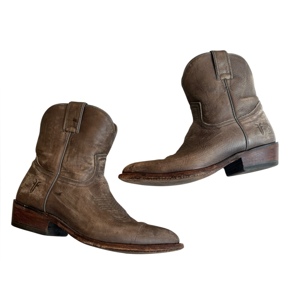 Classic Brown Leather Western Ankle Boots - Women